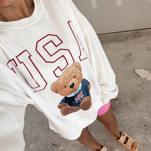 Bear USA Sweatshirt, American Crewneck, Memorial Day, USA sweatshirt