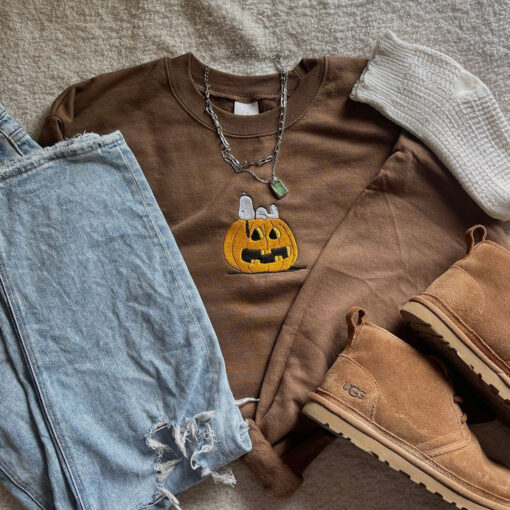 Pumpkin Snoopy Crewneck, Snoopy Fall Sweatshirt, Fall Shirt
