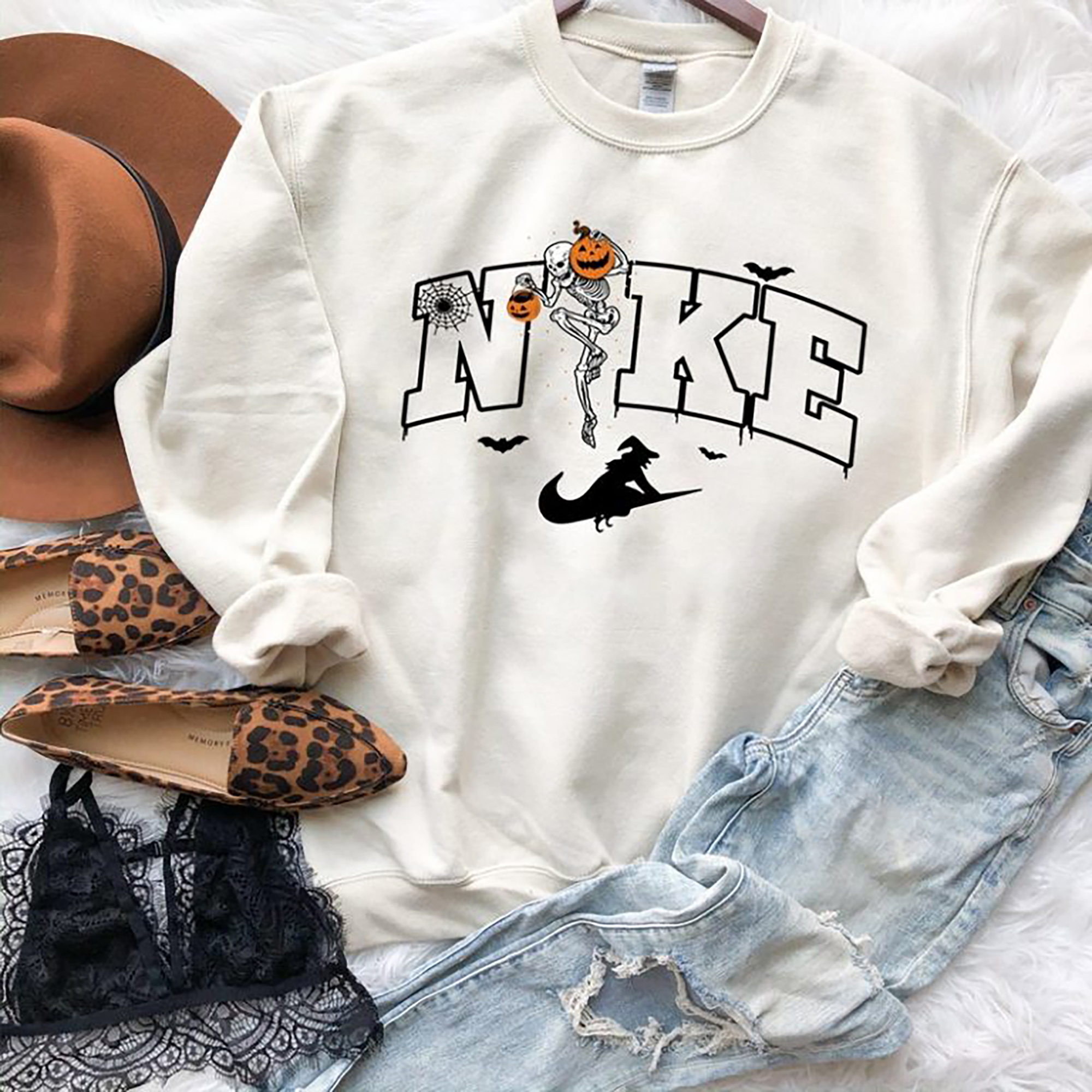 Skeleton Halloween Crewneck, Pumpkin Fall Sweatshirt, Fall Shirt